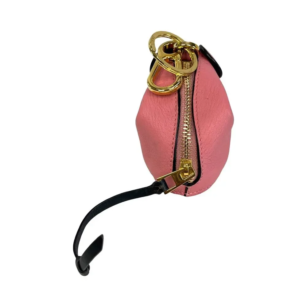 Loewe Leather Mouse Coin Purse Charm Keychain Pouch Candy Pink Gold Tone Spain